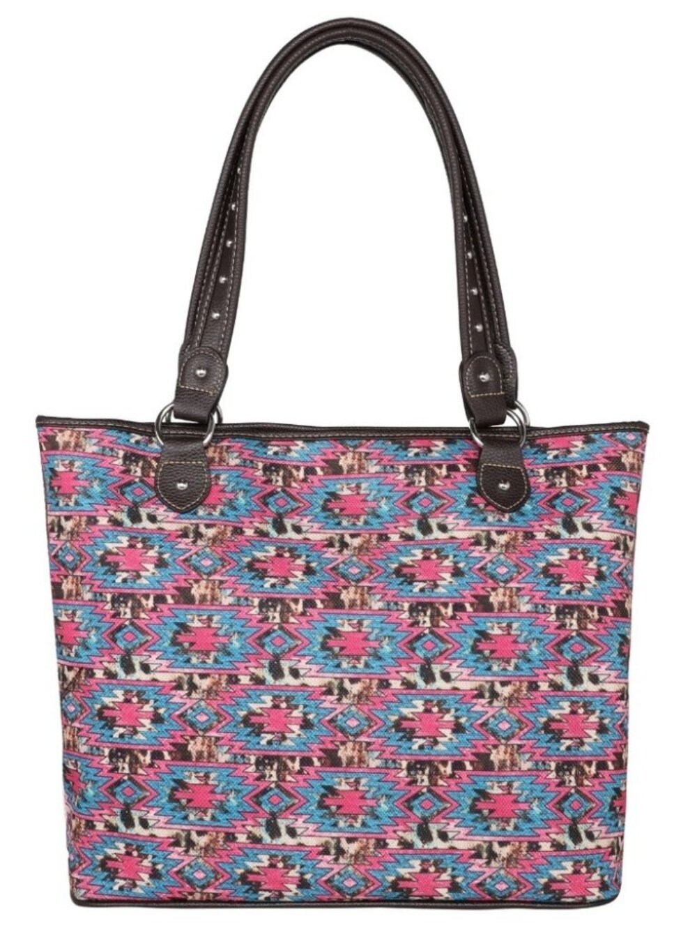 Montana West Aztec Cowhide Print Canvas Tote Bag